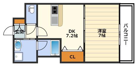 KAISEI梅田(1DK/6階)の間取り写真