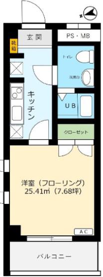 ランドマーク(1K/3階)の間取り写真