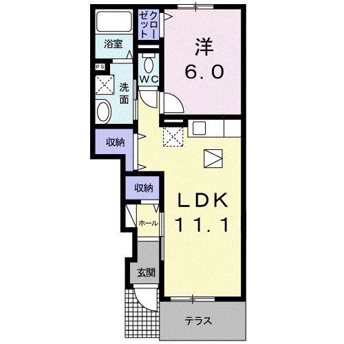 サリーチェVI(1LDK/1階)の間取り写真