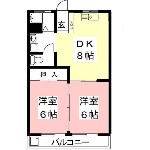 コーポマルセイ(2DK/1階)の間取り写真