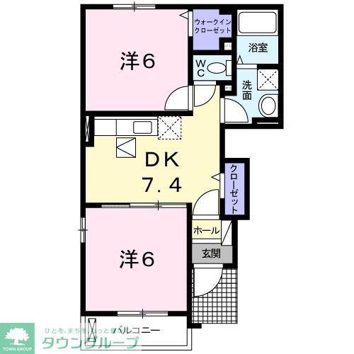 ティアラB(2DK/1階)の間取り写真