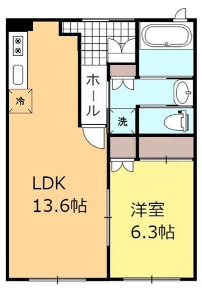 ルミナス請西東C(1LDK/1階)の間取り写真
