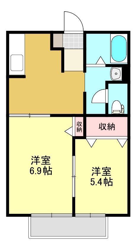 ディアス732(2DK/2階)の間取り写真