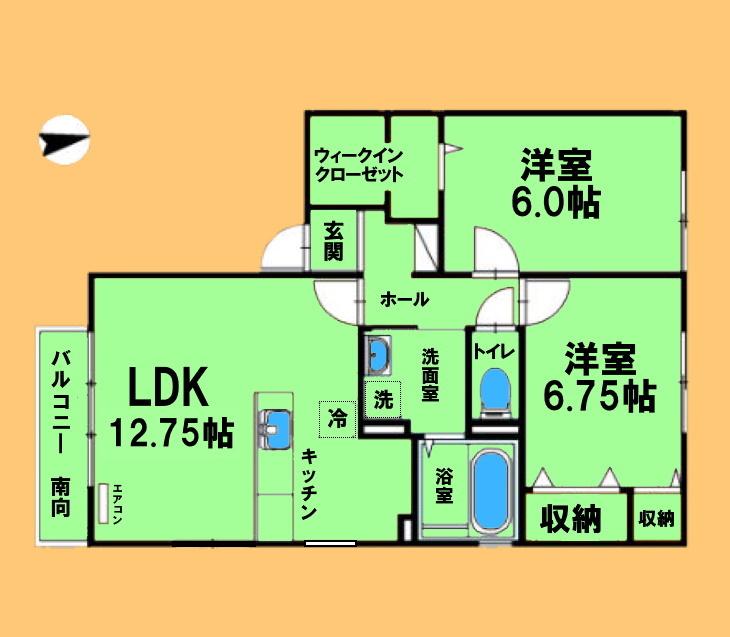 FANTASISTA(2LDK/2階)の間取り写真