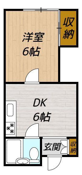 ハイツさざなみ(1DK/2階)の間取り写真
