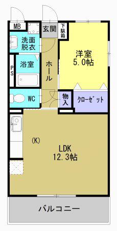 サンロード国分(1LDK/1階)の間取り写真