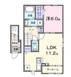 ファヴール駒場(1LDK/2階)の間取り写真