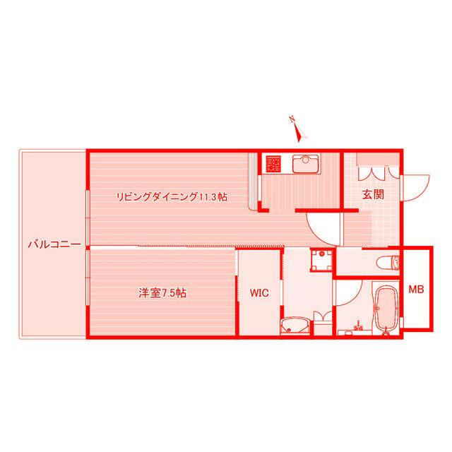ルナタウン三浦 西棟(1LDK/3階)の間取り写真