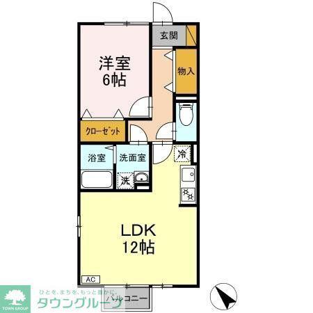 ヴィアノ I(1LDK/2階)の間取り写真
