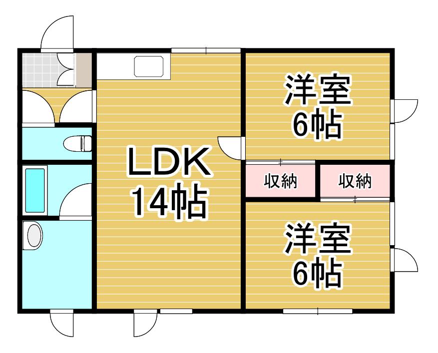 メゾンクレール(2LDK/2階)の間取り写真