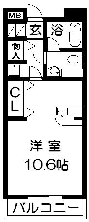 エスタシオン高石(ワンルーム/3階)の間取り写真