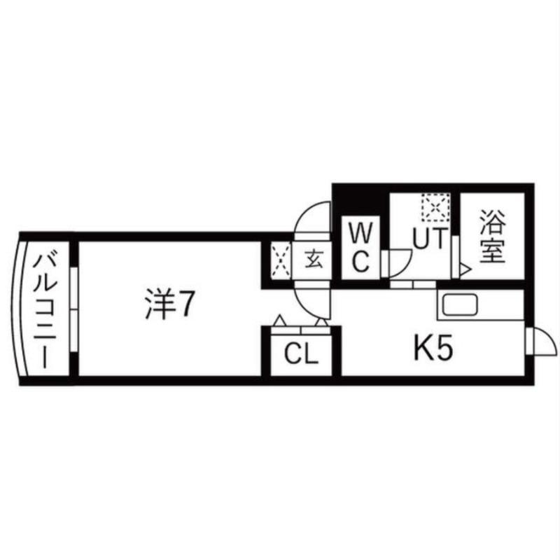 QBIG白石(1DK/2階)の間取り写真