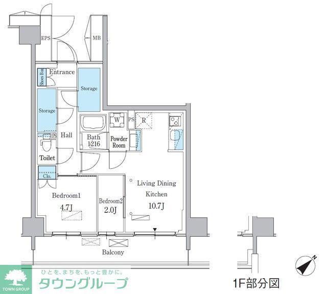 パークアクシス品川南大井パークフロント(2LDK/1階)の間取り写真