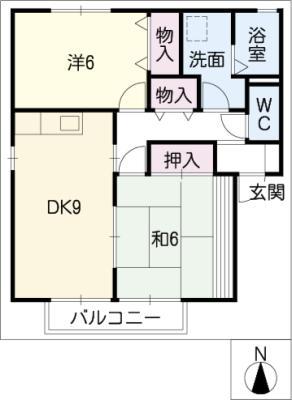 ルミエールA(2DK/2階)の間取り写真