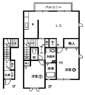 サンパル・イースト(2LDK/2階)の間取り写真