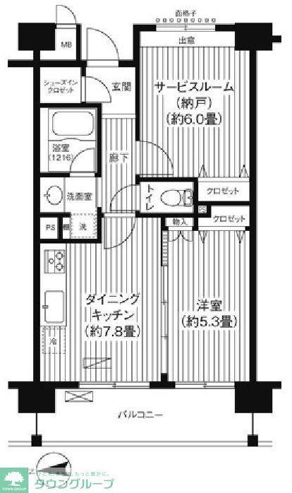 ピエス綱島(1SDK/4階)の間取り写真