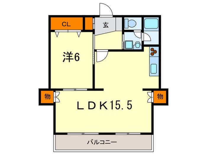 メゾンドゥBP広田(1LDK/2階)の間取り写真