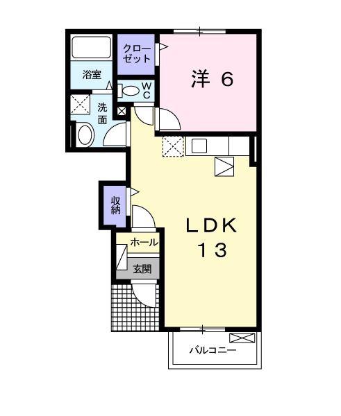 ヴァン フルールII(1LDK/1階)の間取り写真