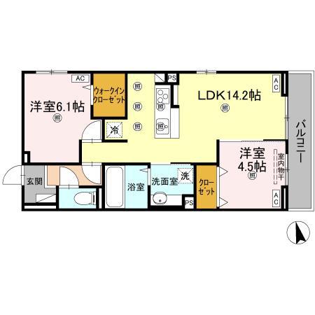 メテオラ(2LDK/2階)の間取り写真