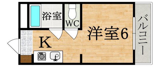 エムズ新賀(1K/2階)の間取り写真