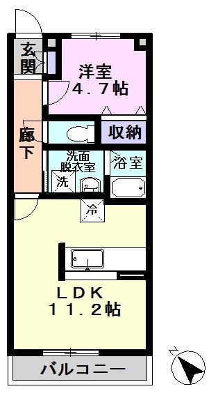 ヒューマンパレス南流山VIII(1LDK/1階)の間取り写真