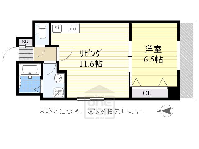 リバレイン江坂(1LDK/1階)の間取り写真