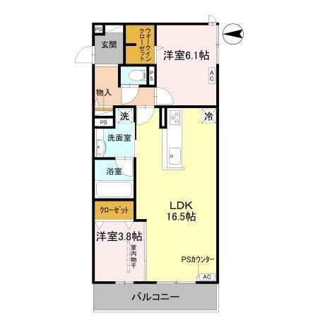 TORISIA千里丘I(2LDK/3階)の間取り写真