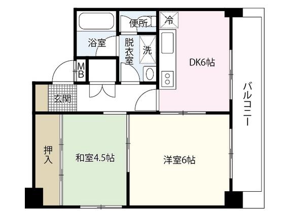 第1間ビル(2DK/2階)の間取り写真