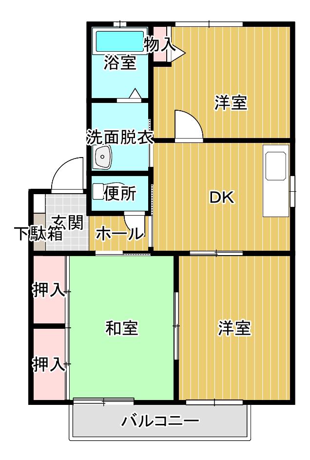 コーポイーグルC(3DK/2階)の間取り写真