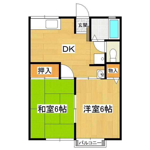 シティーハイムドマーニ(2DK/2階)の間取り写真