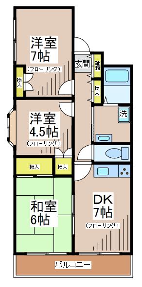 MIハイツアザレア(3DK/3階)の間取り写真