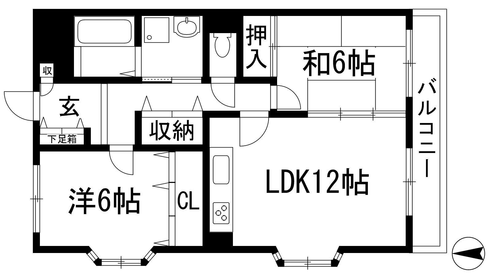 スカイガーデン萩原(2LDK/3階)の間取り写真