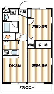 ベルグ相模大野(2DK/1階)の間取り写真