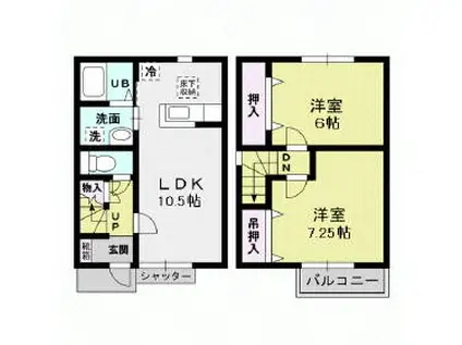 オンラードB HONRADO(2LDK/1階)の間取り写真