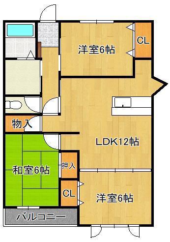 ノベルティデジル(3LDK/2階)の間取り写真