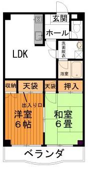 アーバンビルヂング(2LDK/4階)の間取り写真