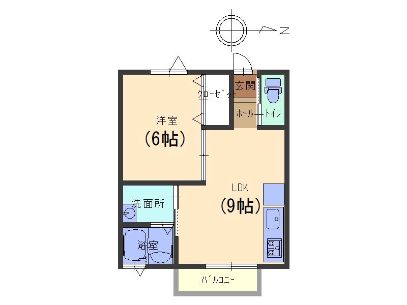 フォレスタ上高野(1LDK/2階)の間取り写真