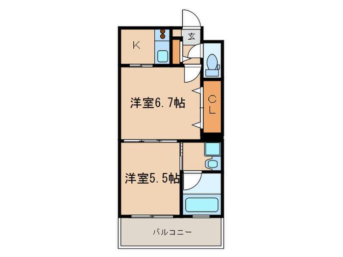 エンクレスト大手門III(2K/2階)の間取り写真