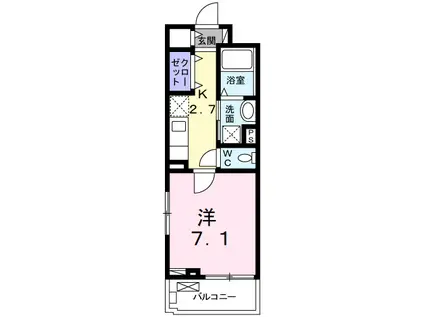 新田旭町アパート(1K/3階)の間取り写真