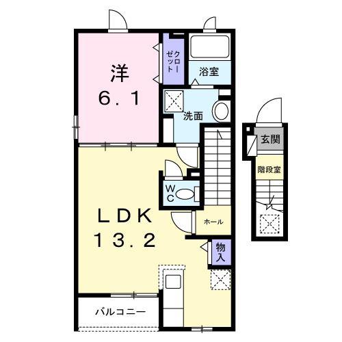 阪急伊丹線 伊丹駅(阪急) 徒歩15分 2階建 築2年(1LDK/2階)の間取り写真