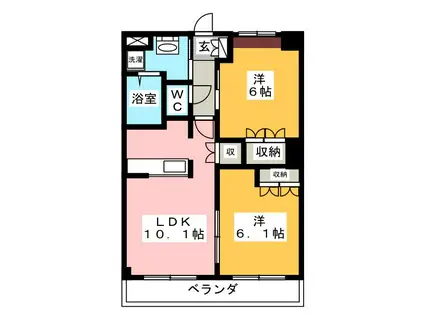 エルピスハイムA棟(2LDK/1階)の間取り写真