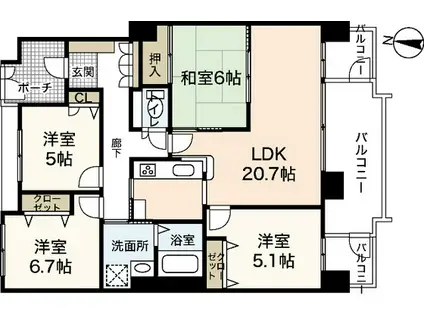 緑井スカイステージ(4LDK/18階)の間取り写真