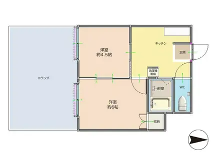 樋ノ口マンション(2K/3階)の間取り写真