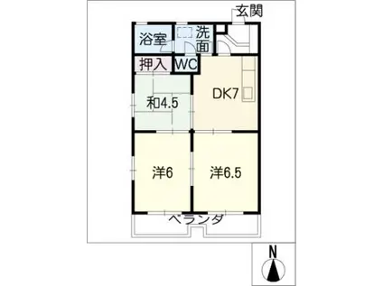 サンライズ中平(3DK/4階)の間取り写真