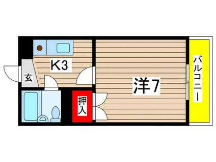 ワキタハイツ南館(1K/4階)の間取り写真