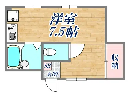 ルビア西宮(ワンルーム/3階)の間取り写真