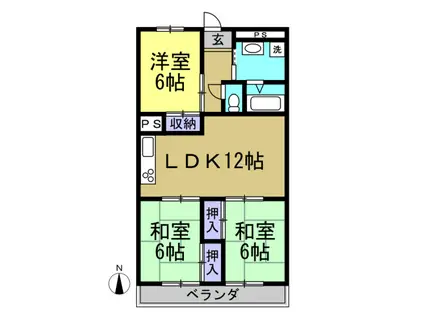 第2門脇ビル(3LDK/3階)の間取り写真