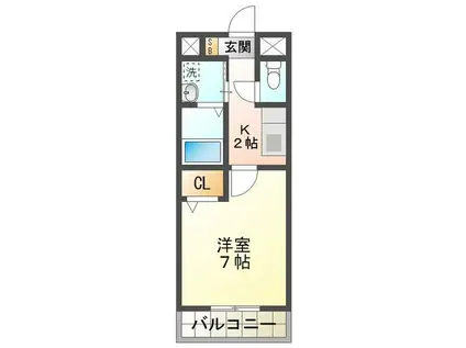 サンピセス(1K/4階)の間取り写真