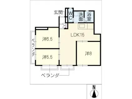 天白葉山ビル(3LDK/2階)の間取り写真