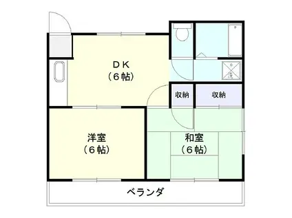 ダイヤモンド旭(2DK/2階)の間取り写真